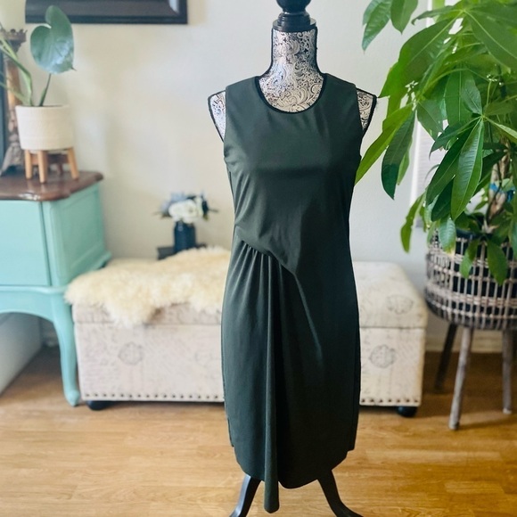Elie Tahari Isolde Sleeveless Draped Dress in Camouflage Olive Green, Size XS - Picture 5 of 14